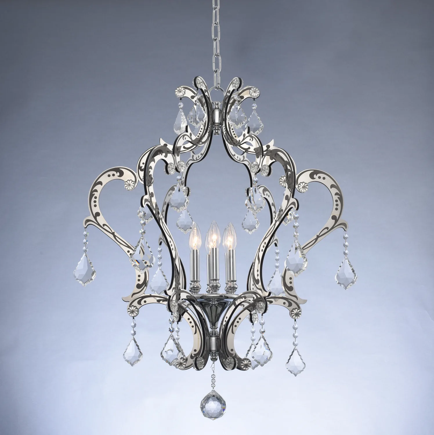 Argento Six Light Pendant in Matte Black w-Polished Stainless Steel