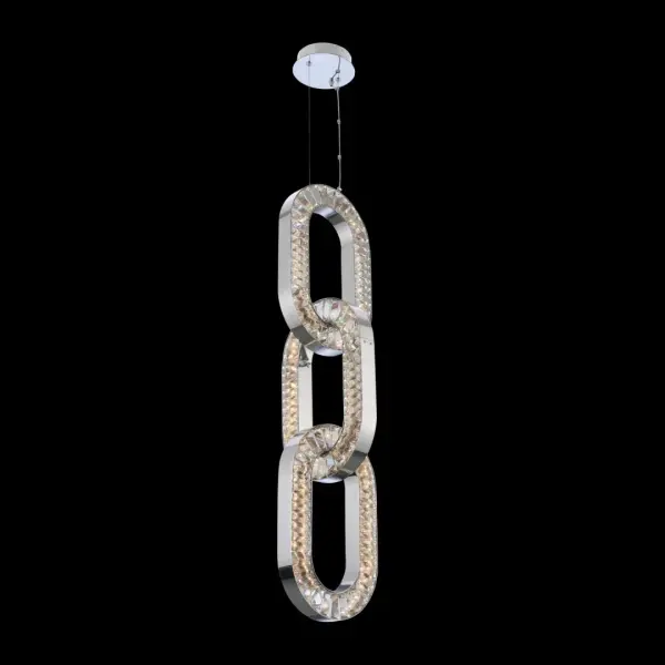 The Catena Small Foyer Light combines contemporary chain link-inspired design with sparkling Firenze crystal and energy-efficient LED lighting. Its polished chrome finish and compact 12-inch width make it perfect for smaller entryways.