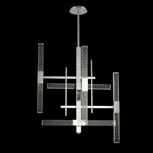 The Apollo 10-Light LED Chandelier combines modern design with hand-cut crystal rectangular blocks and driverless LED technology. Its polished chrome finish and geometric crystal elements create a sophisticated focal point.