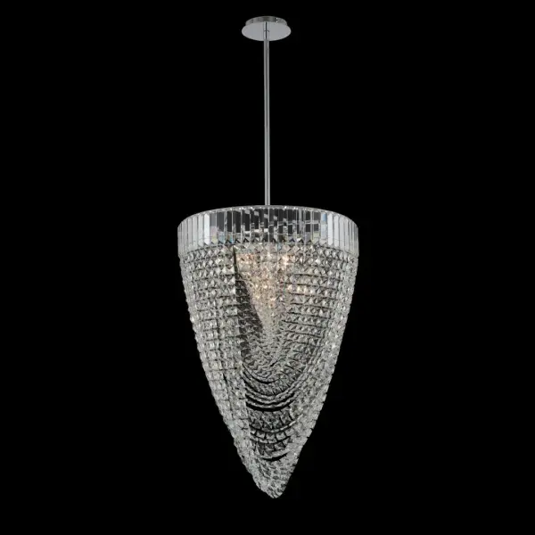 The Mira 21" Foyer Pendant brings timeless Hollywood glamour to your entryway with cascading Firenze Crystal strands in polished chrome. Its sweeping silhouette creates dramatic visual impact while the adjustable height accommodates various ceiling configurations.