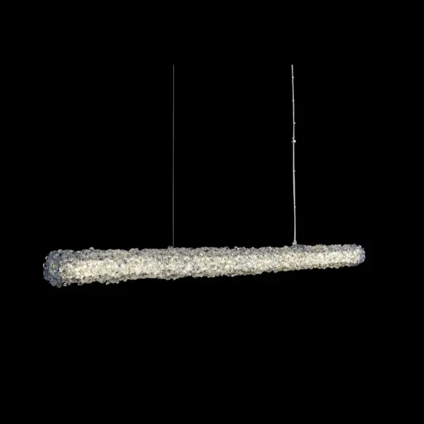 The Lina 46" LED Island combines mid-century modern elegance with contemporary crystal design. Wrapped in Firenze crystal strands and finished in polished chrome, this fixture arrives fully dressed and ready to install.