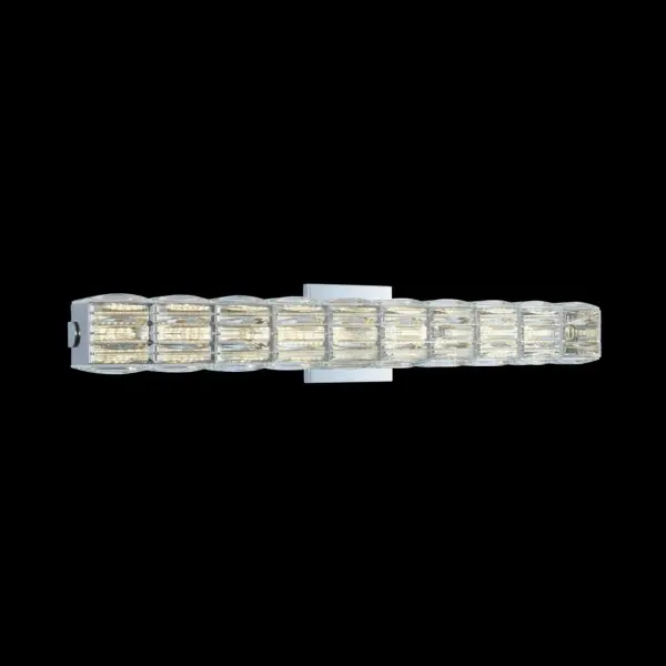 The Campodoro 30" Bath Light combines rectangular Firenze crystal baguettes with a sleek modern silhouette and polished chrome finish. ADA-compliant LED design ensures accessibility while delivering refined elegance.