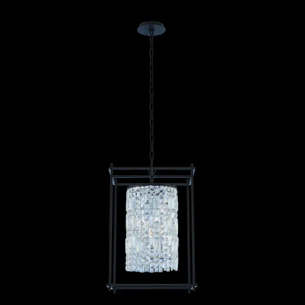 The Joni 16" Square Foyer Pendant combines contemporary design with luxurious Firenze crystal detailing. Its compact 16" square frame makes it ideal for smaller entryways while the matte black finish adds sophisticated contrast.