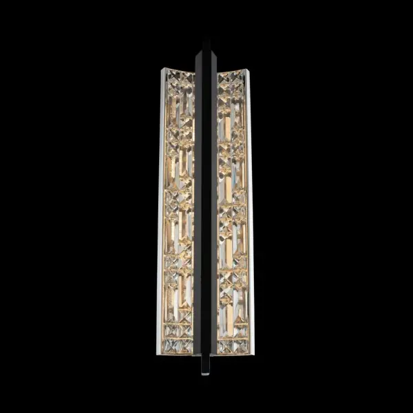 The Capuccio LED Wall Sconce combines faceted crystal with a contemporary matte black and chrome finish for a striking statement piece. Perfect for modern bathrooms, dining rooms, or hallways seeking sophisticated illumination.