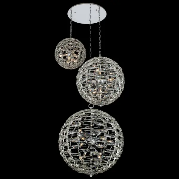 The Alta chandelier creates a breathtaking focal point with its spherical crystal bar arrangement and inner sputnik cluster. At 50 inches wide with three cascading tiers, this oversized fixture demands attention in grand foyers and entryways.