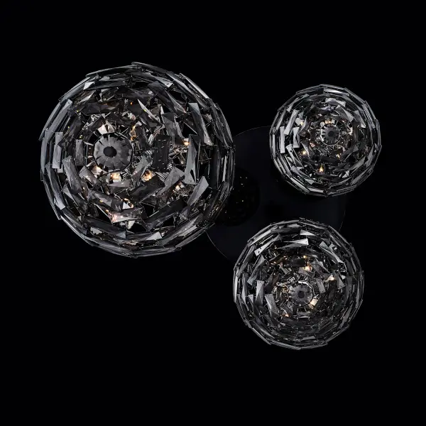 The Alta 3 Orb Pendant features meticulously arranged crystal bars forming perfect spheres with an inner sputnik cluster. At nearly 40 inches wide, this dramatic fixture commands attention in grand spaces with soaring ceilings. - alternate view