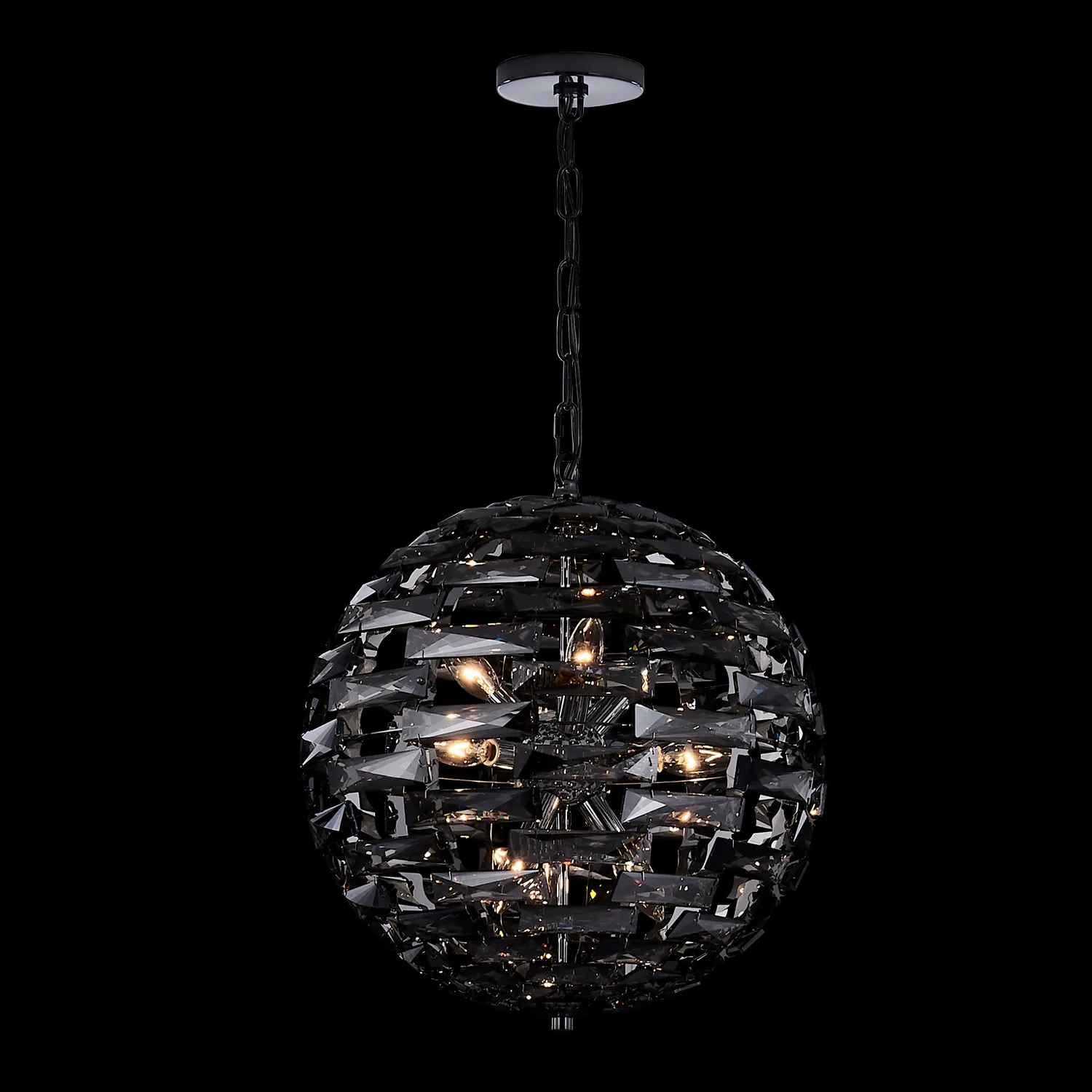 Alta 18" Crystal Orb Pendant in Black Nickel