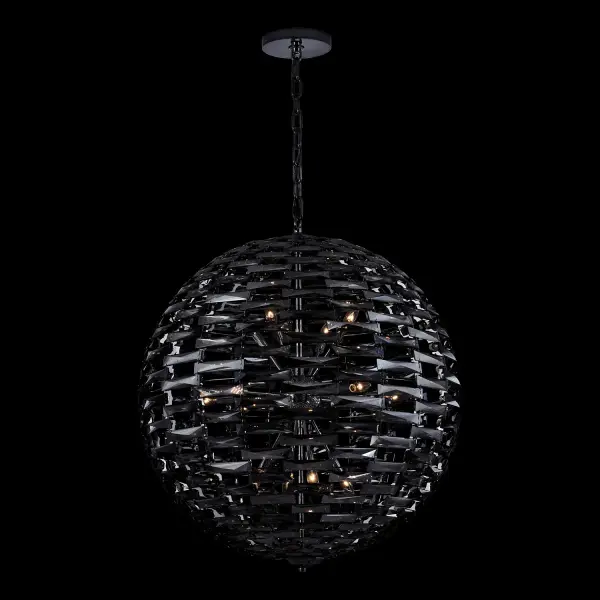 The Alta 36" pendant combines hundreds of precision-cut crystal bars arranged in a perfect sphere with an inner sputnik light cluster, creating a dramatic multi-dimensional lighting effect. The substantial 36" diameter and Black Nickel finish make it a sophisticated centerpiece for grand spaces.