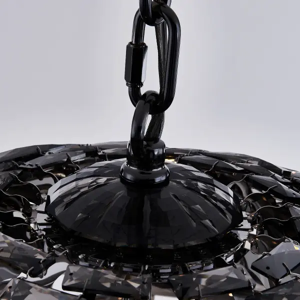 The Alta 36" pendant combines hundreds of precision-cut crystal bars arranged in a perfect sphere with an inner sputnik light cluster, creating a dramatic multi-dimensional lighting effect. The substantial 36" diameter and Black Nickel finish make it a sophisticated centerpiece for grand spaces. - alternate view