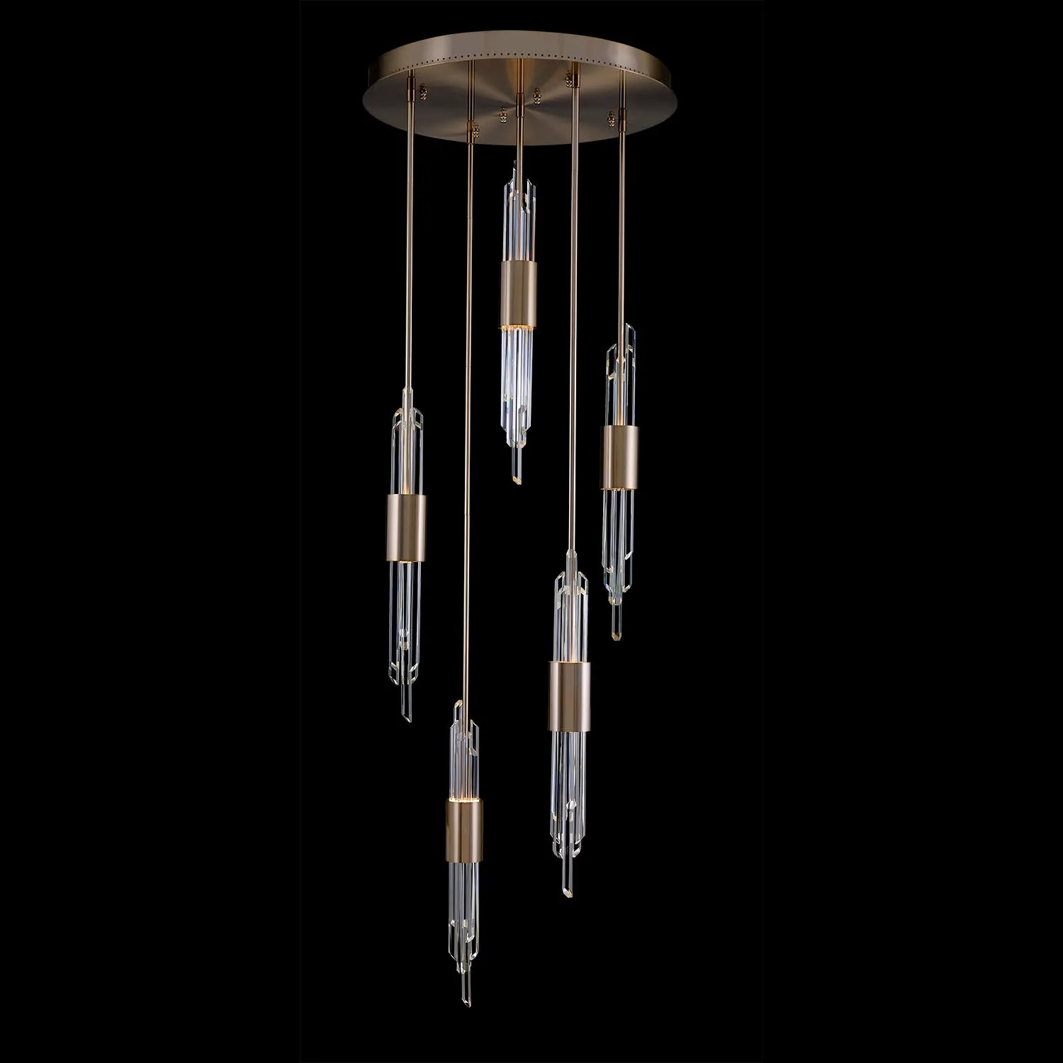Lucca 5-Light Multi Drop Pendant in Brushed Champagne Gold
