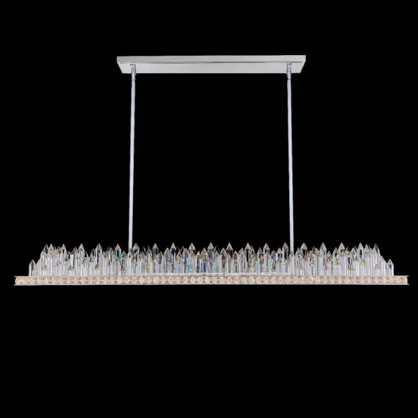 The Orizzonte brings NYC skyline drama to your space with layered Firenze crystal in varying heights. Its 44-inch linear design combines geometric sophistication with brilliant light play, perfect for making a bold statement over islands or dining tables.