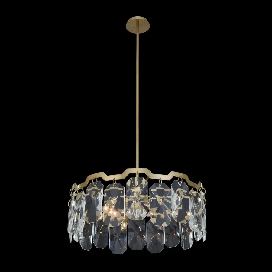 Piatta 28" Crystal Pendant in Champagne Gold