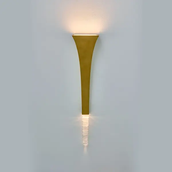 The Roman LED Wall Sconce combines timeless Art Deco elegance with modern LED efficiency. Featuring solid brass construction and large crystal accents, this 40-inch tall fixture provides both uplighting and downlighting. - alternate view