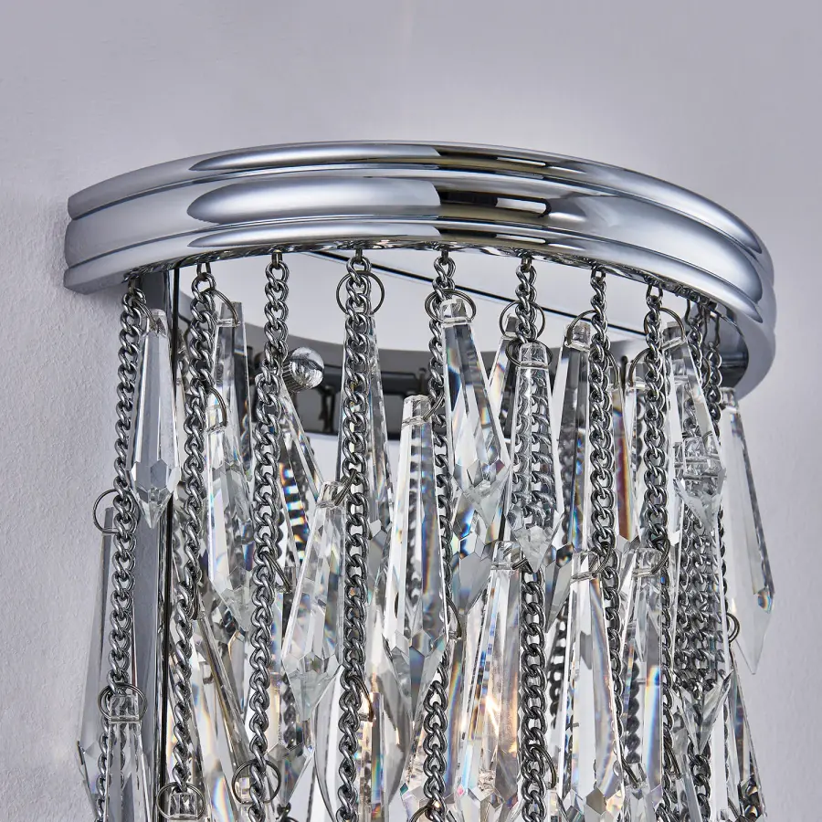 Glamorous Crystal Fringe Wall Sconce with Bohemian Flair - Image 3
