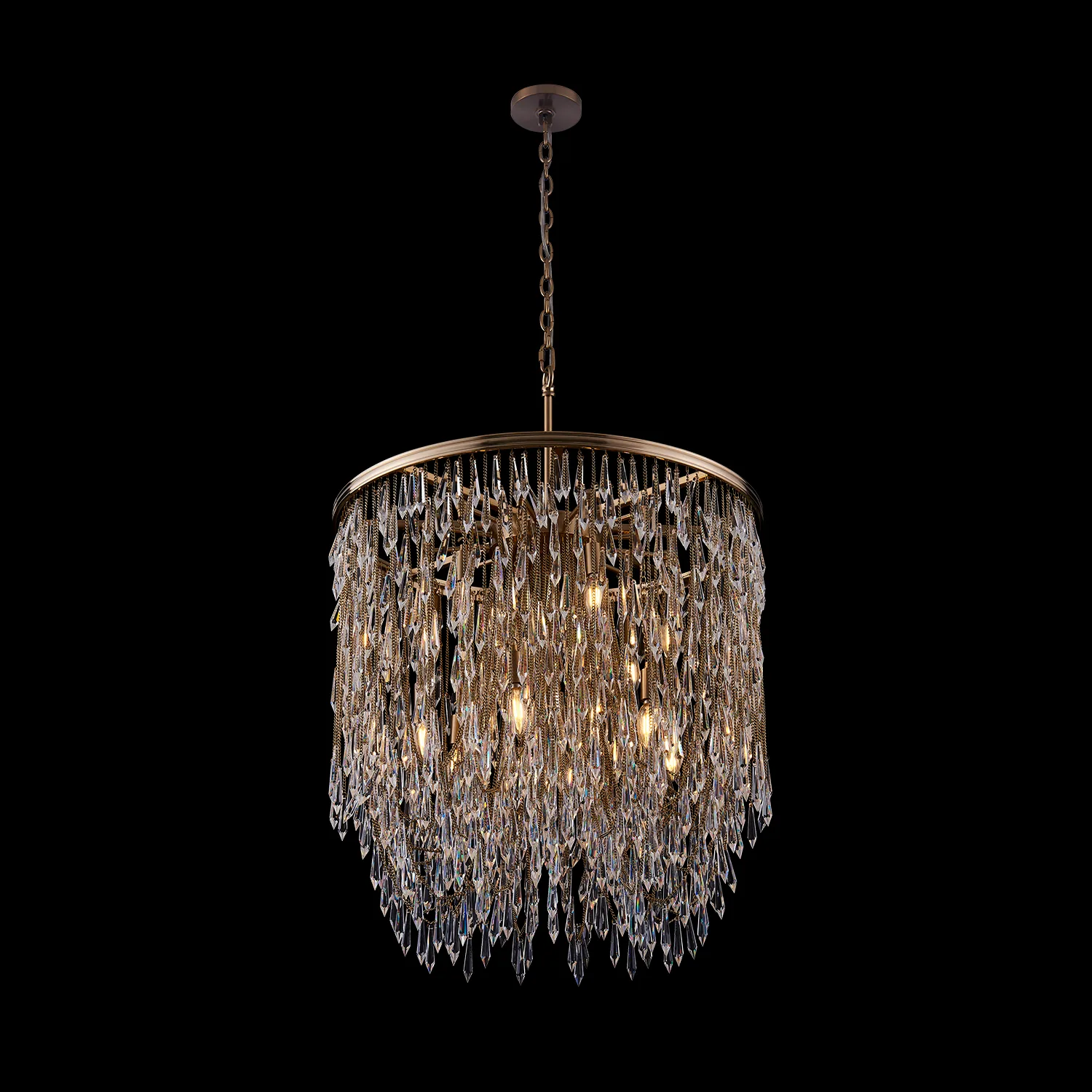 Frangia 29" Crystal Pendant in Brushed Champagne Gold