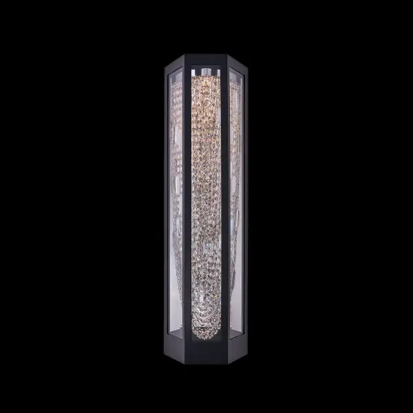 The Strati Esterno combines handcrafted Firenze crystal with weather-resistant stainless steel construction. At 34" tall, this statement piece delivers 1120 lumens of warm 3000K light with exceptional 90 CRI color rendering, perfect for upscale outdoor spaces.
