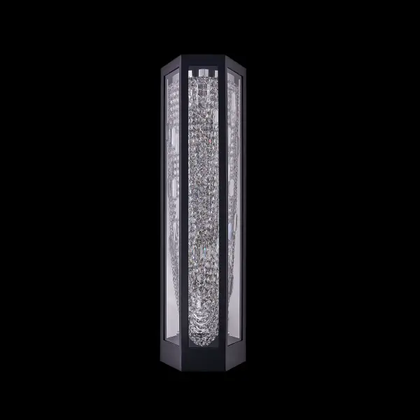 The Strati Esterno combines handcrafted Firenze crystal with weather-resistant stainless steel construction. At 34" tall, this statement piece delivers 1120 lumens of warm 3000K light with exceptional 90 CRI color rendering, perfect for upscale outdoor spaces. - alternate view