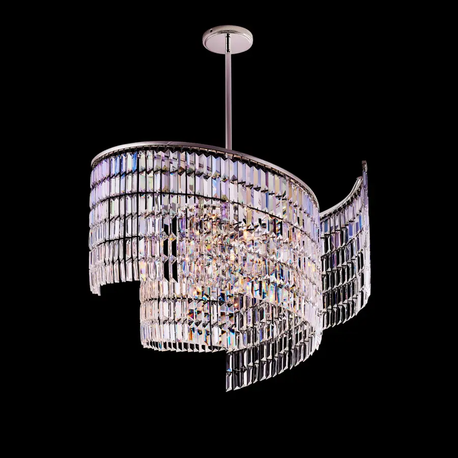 Vortice 31" Crystal Pendant in Polished Silver - Image 2