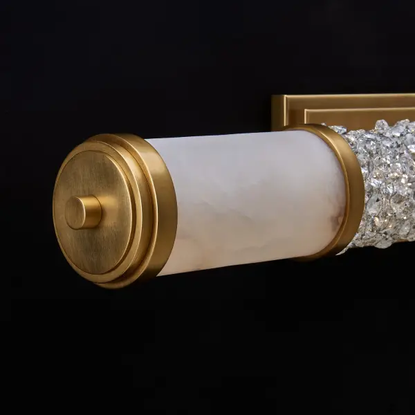 Luxurious Art Deco Bath Light with Natural Alabaster & Brass - Image 5