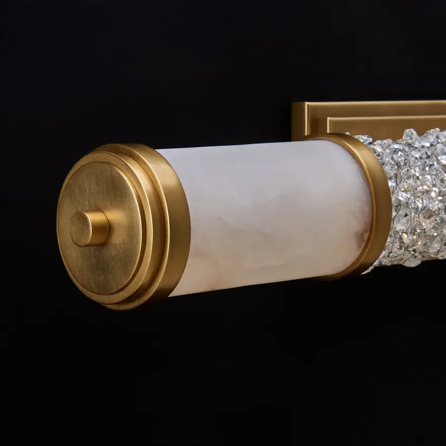 Luxurious Art Deco Bath Light with Natural Alabaster & Brass - Image 5