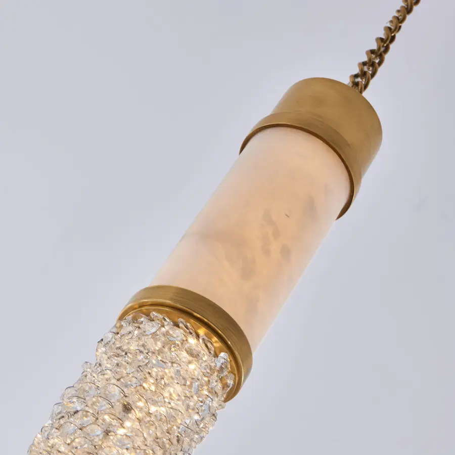 Luxurious Art Deco Mini Pendant with Natural Materials & Integrated LED - Image 2