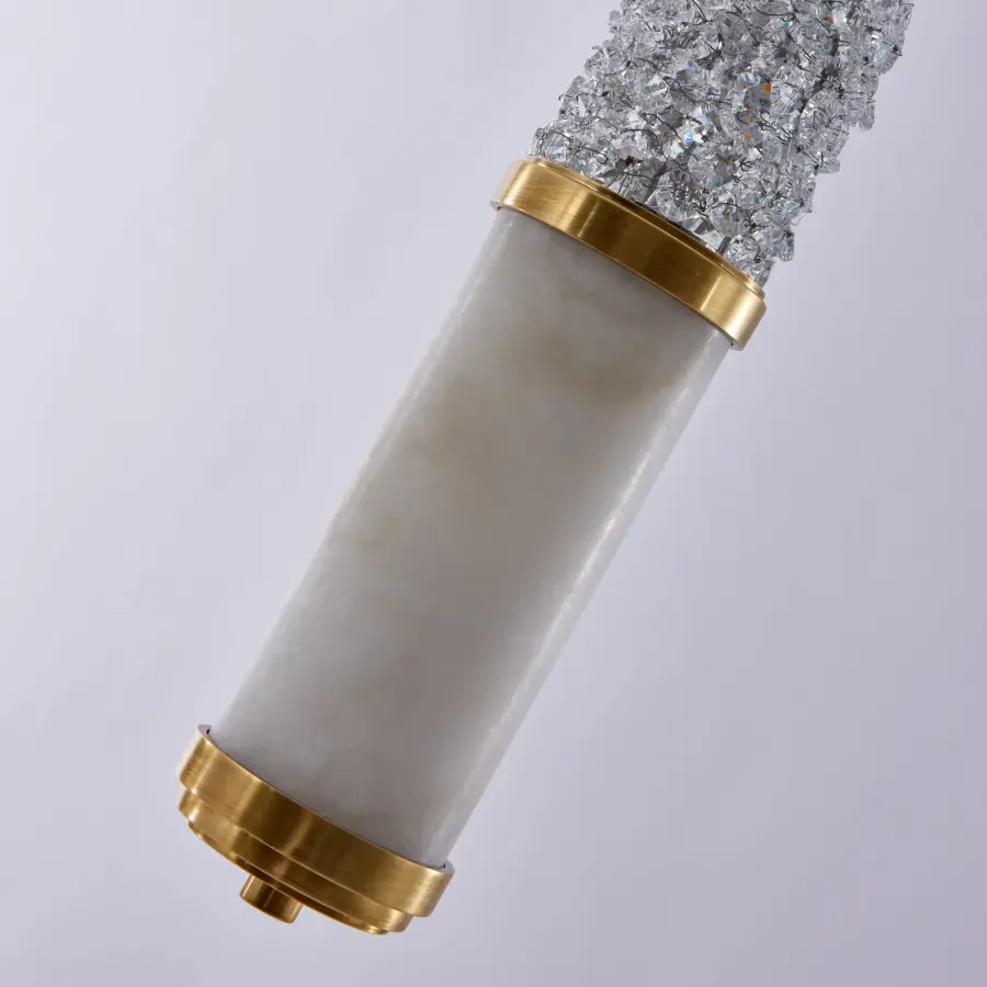 Luxurious Art Deco Mini Pendant with Natural Materials & Integrated LED - Image 3