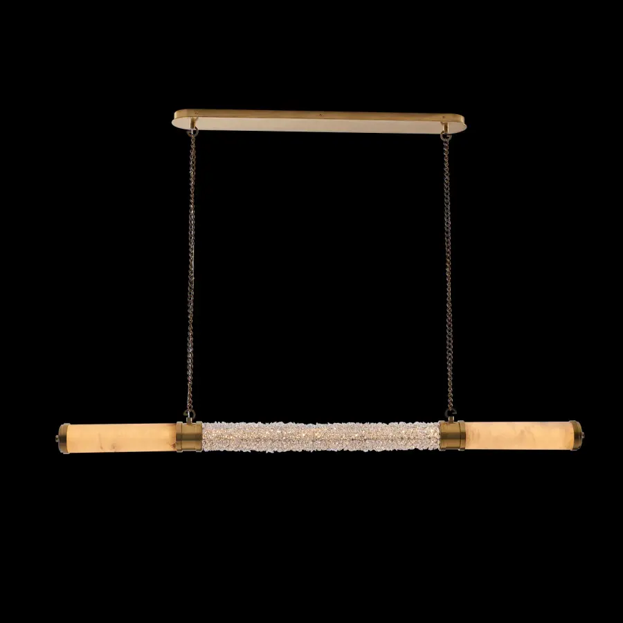 Luxurious Art Deco Linear Pendant with Natural Materials - Image 1