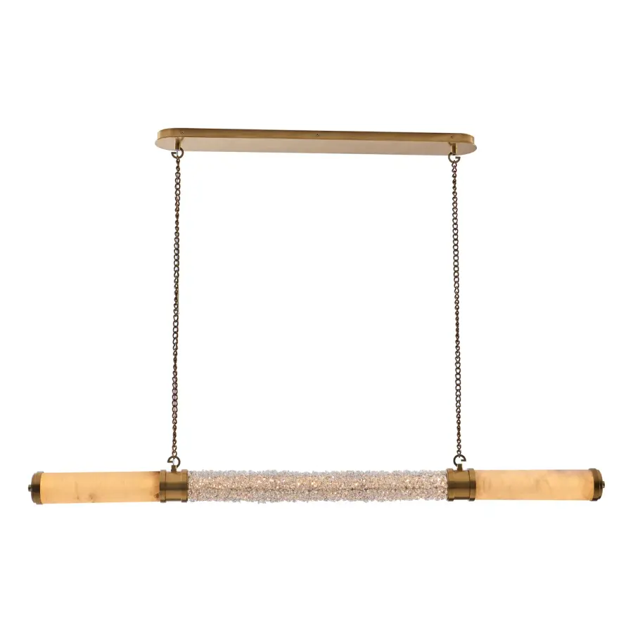 Luxurious Art Deco Linear Pendant with Natural Materials - Image 3