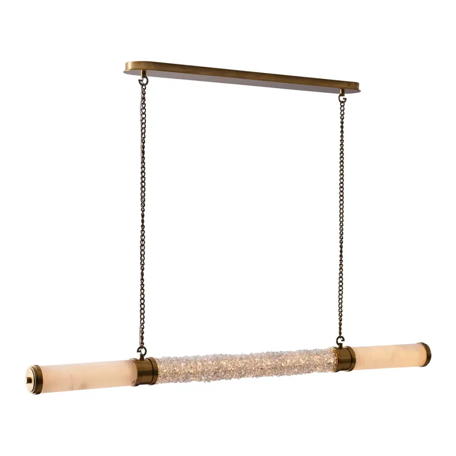 Luxurious Art Deco Linear Pendant with Natural Materials - Image 5