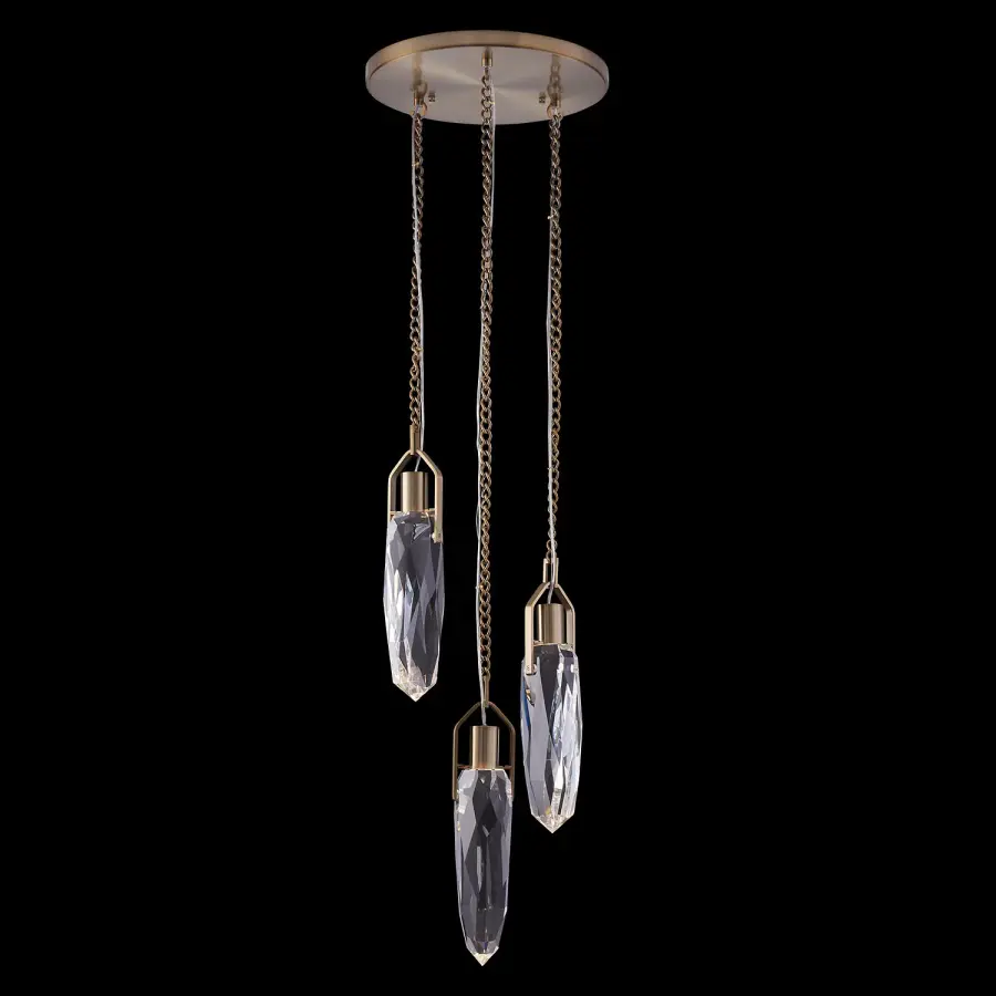Diamante 3-Light Drop Pendant in Winter Brass - Image 1