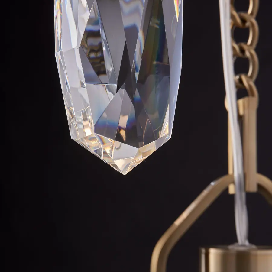 Diamante 3-Light Drop Pendant in Winter Brass - Image 2