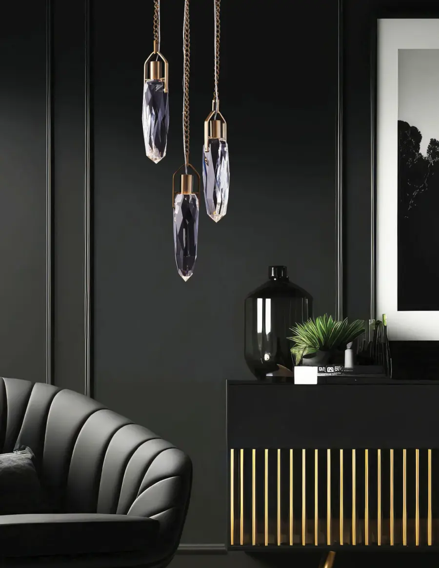 Diamante 3-Light Drop Pendant in Winter Brass - Image 7