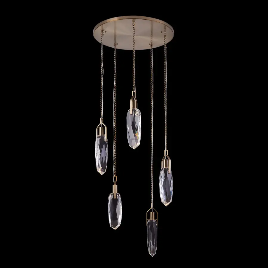 Diamante 5-Light Drop Pendant in Winter Brass - Image 1