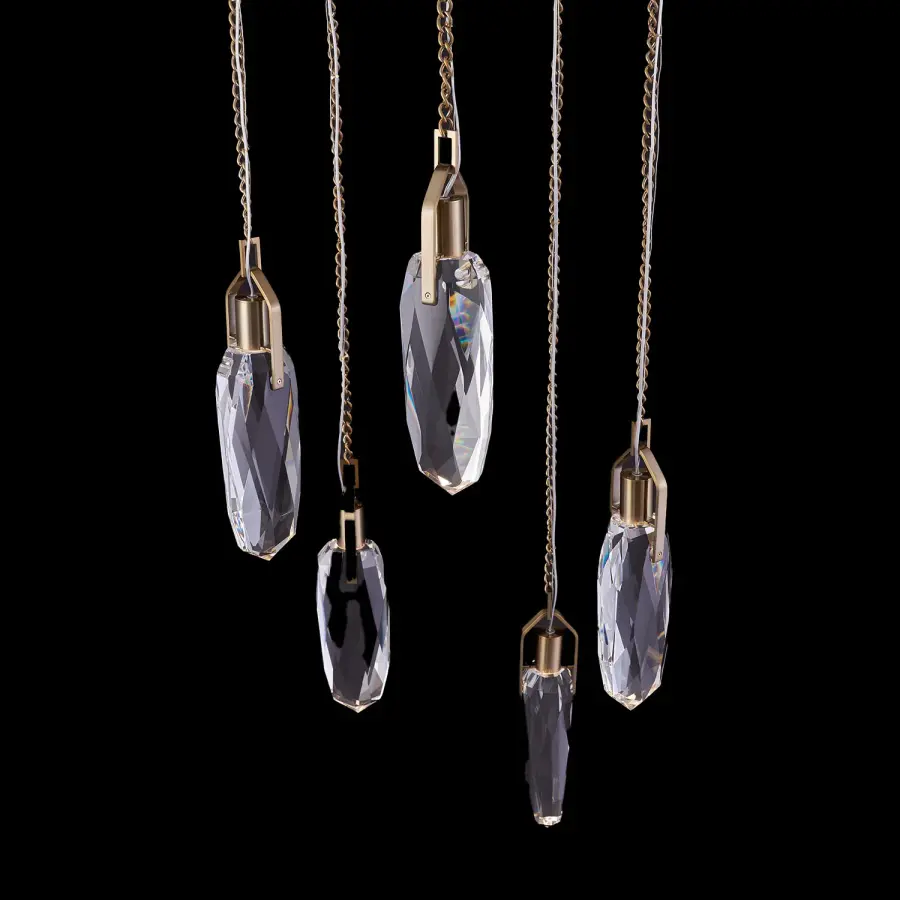 Diamante 5-Light Drop Pendant in Winter Brass - Image 2