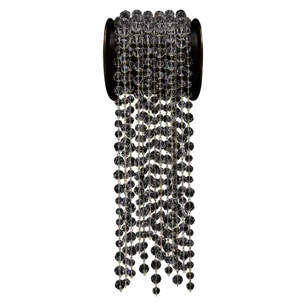 The Pandere LED Wall Sconce transforms any space with its waterfall-inspired design, featuring cascading crystals on custom-cast brass. Dual LED uplighting and downlighting create a mesmerizing shimmer effect, perfect for adding luxury to bathrooms, hallways, and entryways. - alternate view