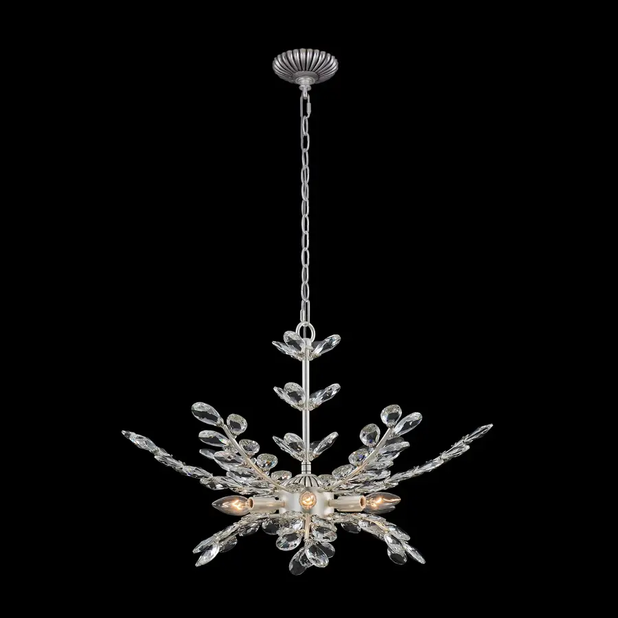 Alloro 26" Clear Crystal Pendant in Pewter - Image 1