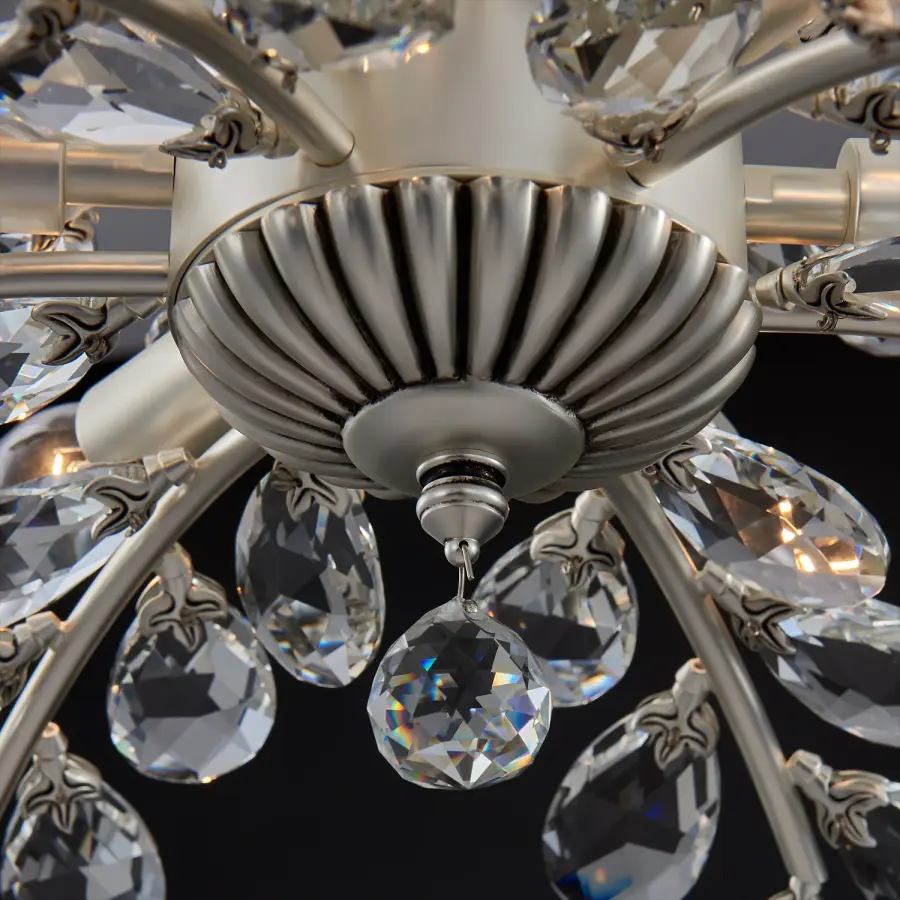 Alloro 26" Clear Crystal Pendant in Pewter - Image 4