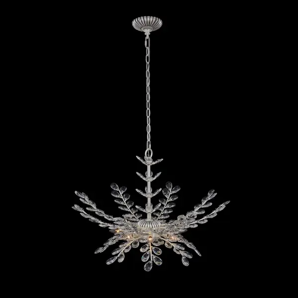 Alloro 32" Clear Crystal Pendant in Pewter - Image 1