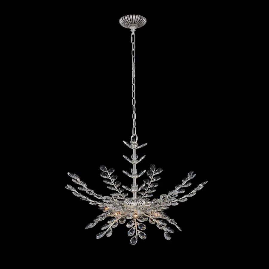 Alloro 32" Clear Crystal Pendant in Pewter - Image 1