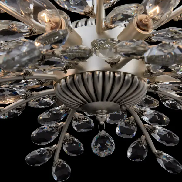 Alloro 32" Clear Crystal Pendant in Pewter - Image 2