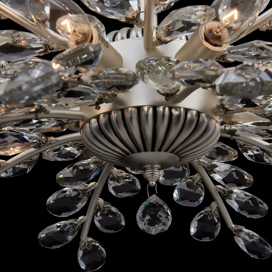 Alloro 32" Clear Crystal Pendant in Pewter - Image 2