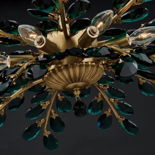 Alloro 32" Emerald Crystal Pendant in True Brass - Image 4