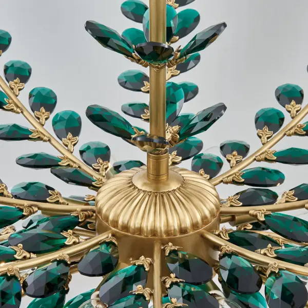 Alloro 32" Emerald Crystal Pendant in True Brass - Image 5