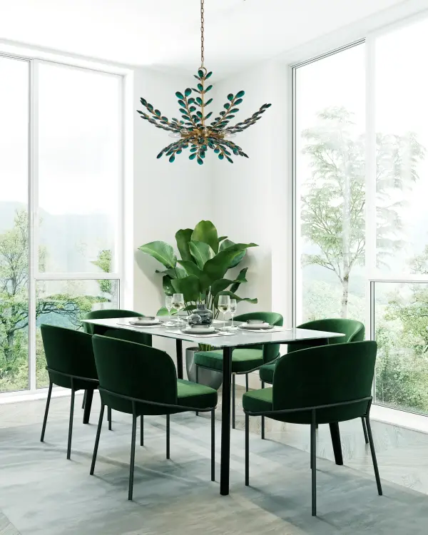 Alloro 32" Emerald Crystal Pendant in True Brass - Image 6