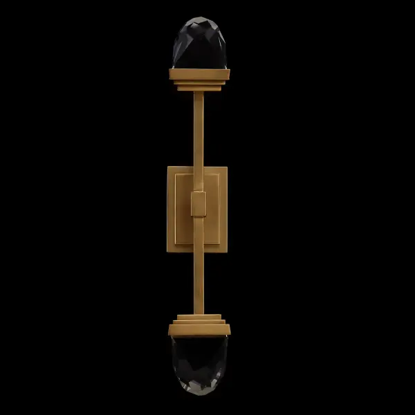 The Taglio LED Wall Sconce brings jewelry-inspired elegance to modern interiors with its faceted solid crystal blocks and robust brass construction. Integrated LED lighting with dimming capability offers both beauty and functionality. - alternate view