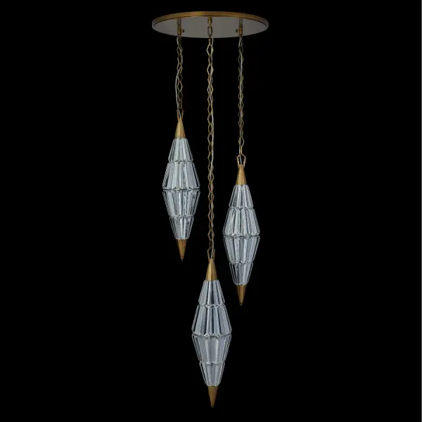 Allungato 3-Light LED Pendant in True Brass - Image 1
