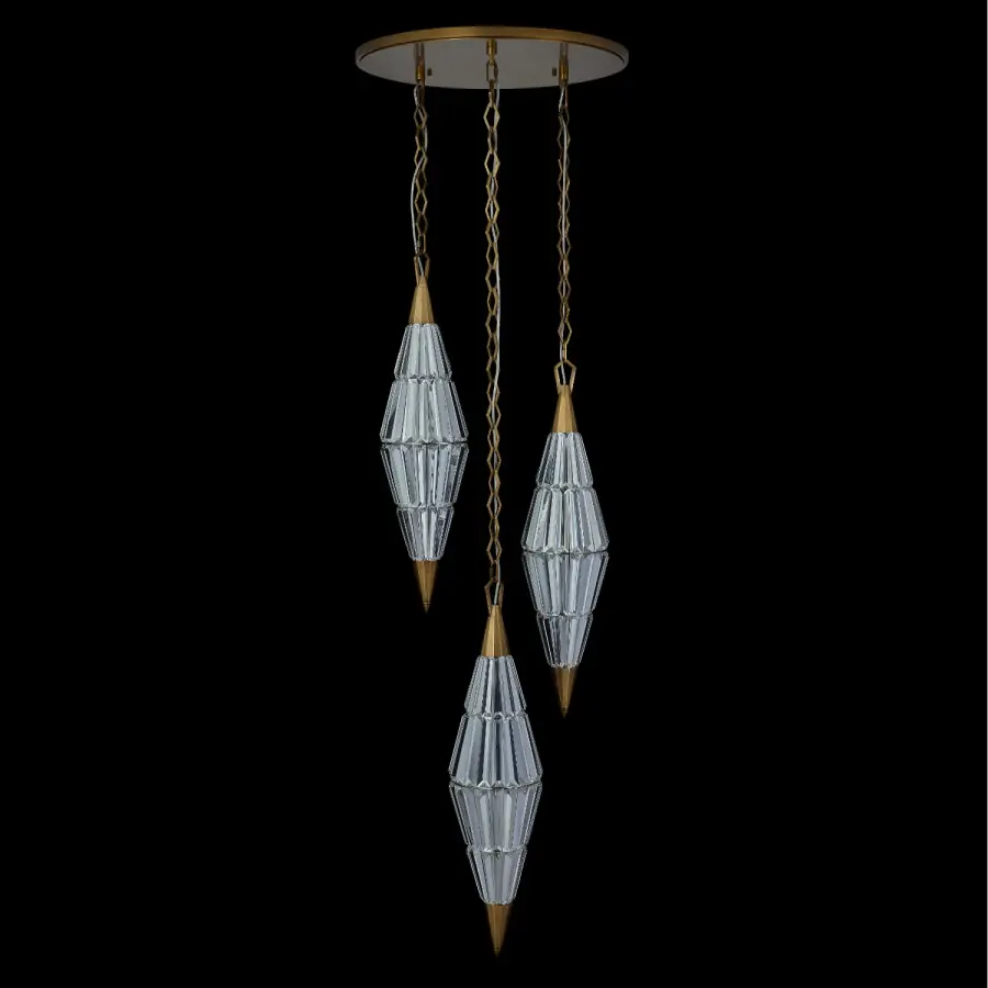 Allungato 3-Light LED Pendant in True Brass - Image 1
