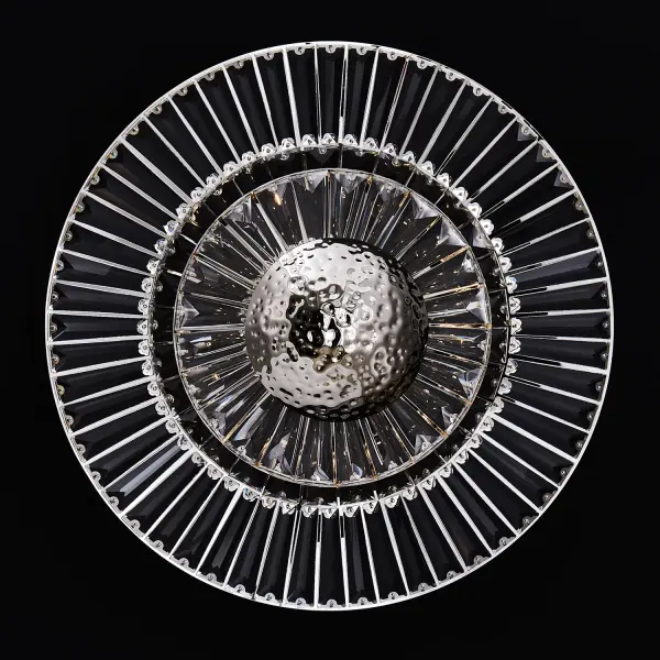 The Rosetta wall sconce transforms accent walls into crystal masterpieces with its daisy-inspired hammered radial design. Integrated LED technology creates mesmerizing shimmers through layered crystals in an elegant antique gold finish. - alternate view