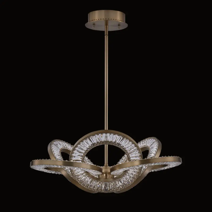 Rotondo Crystal LED Pendant in Winter Brass - Image 1