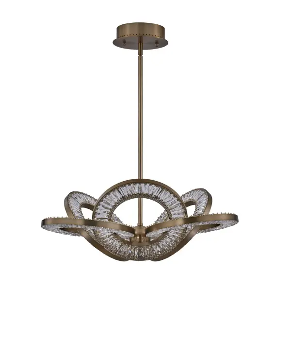 Rotondo Crystal LED Pendant in Winter Brass - Image 3